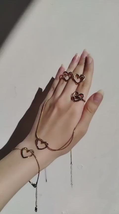 Eternal Bond Hollow Heart Jewelry Set – Anti-Tarnish Gold