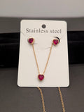 Heart necklace and earrings set in red and black color for ladies
